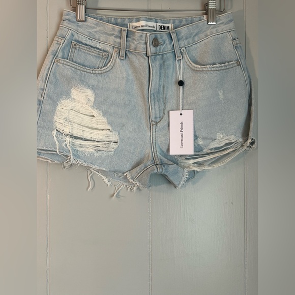 Light Blue Distressed Denim Shorts